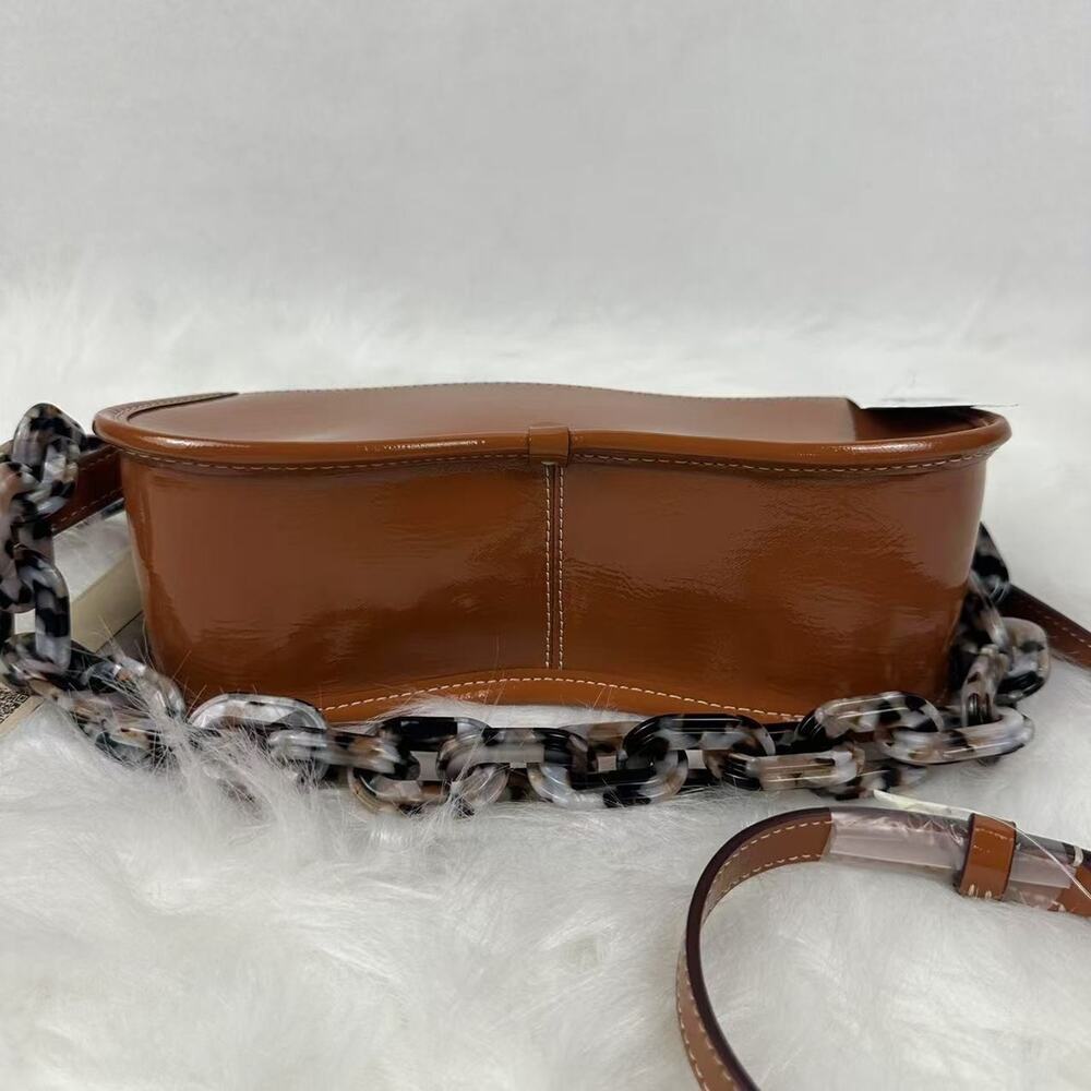 COACH Mini Wavy Dinky Bag In Crinkle Patent Coachtopia Leather Crossbody Amber - Picture 12 of 12
